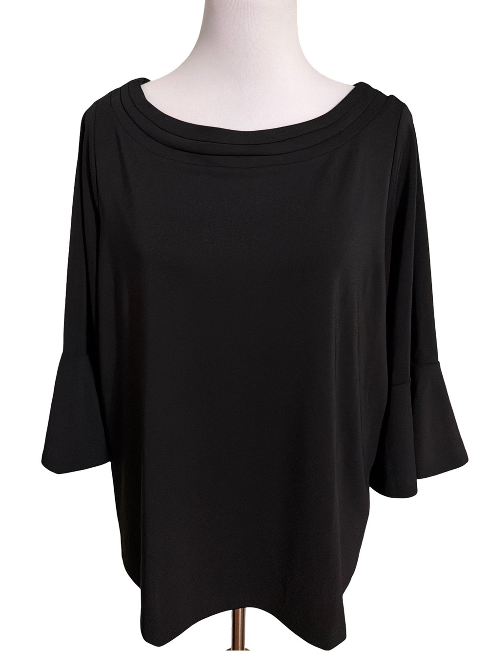 Talbots Black Boatneck Bell Sleeve Blouse- Size 1XP